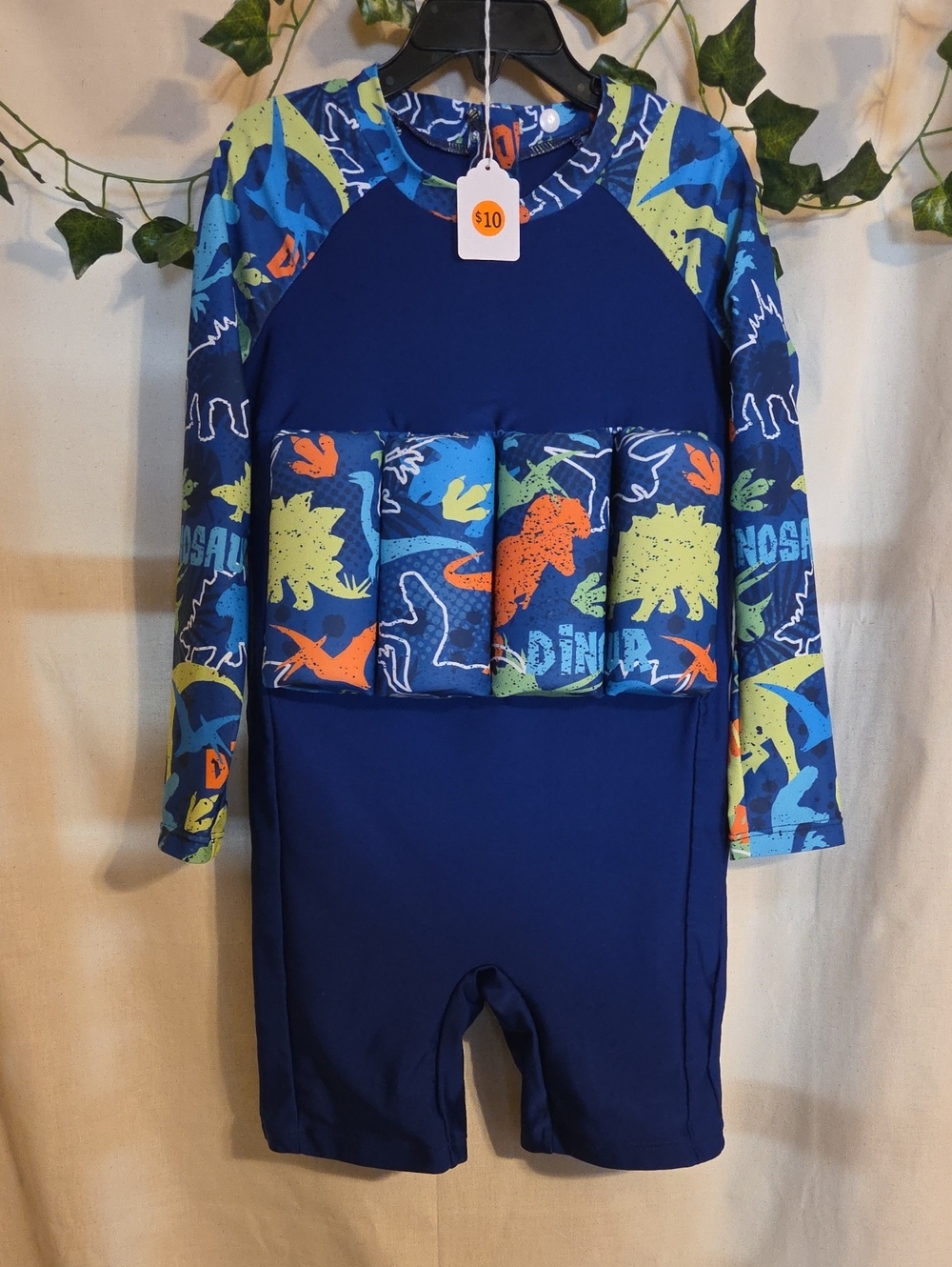 Kids Long Sleeve Dinosaur Floatie Swimsuit